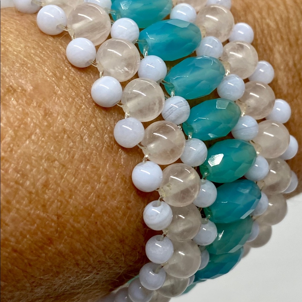 Vintage Glass Beaded Cuff Bracelet - Picture 2 of 3